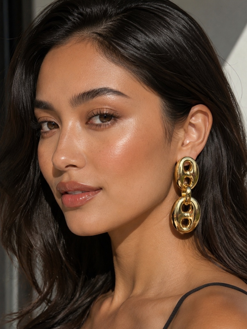 Song of Style Gold Oval Link Drop Earrings